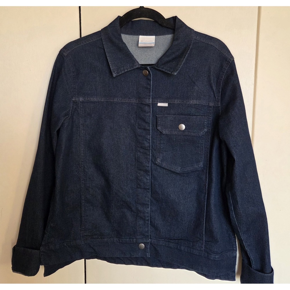 Columbia Dark Denim Jacket Snap Up Women's Light Weight Size Medium